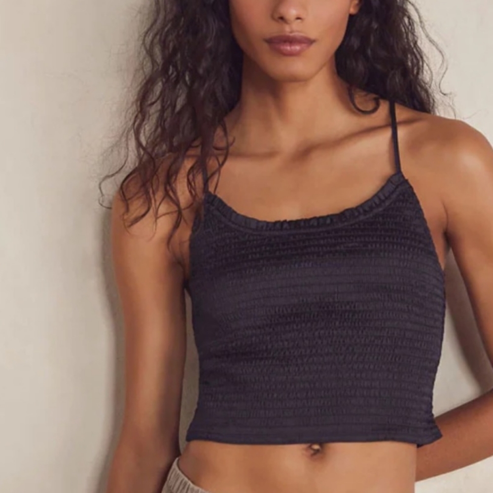 Free People NWT Black Strechy Crop Tank Top